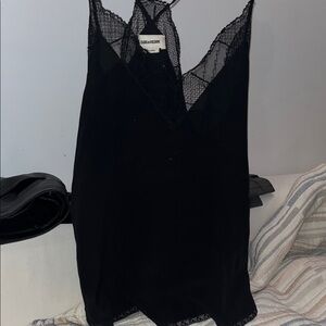 Zadig & Voltaire Black Lace Detail camisole top xs